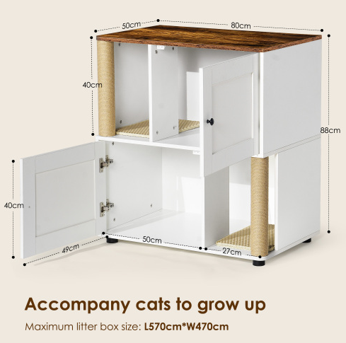 Double Cat Litter Box Enclosure with Shelves – view 10