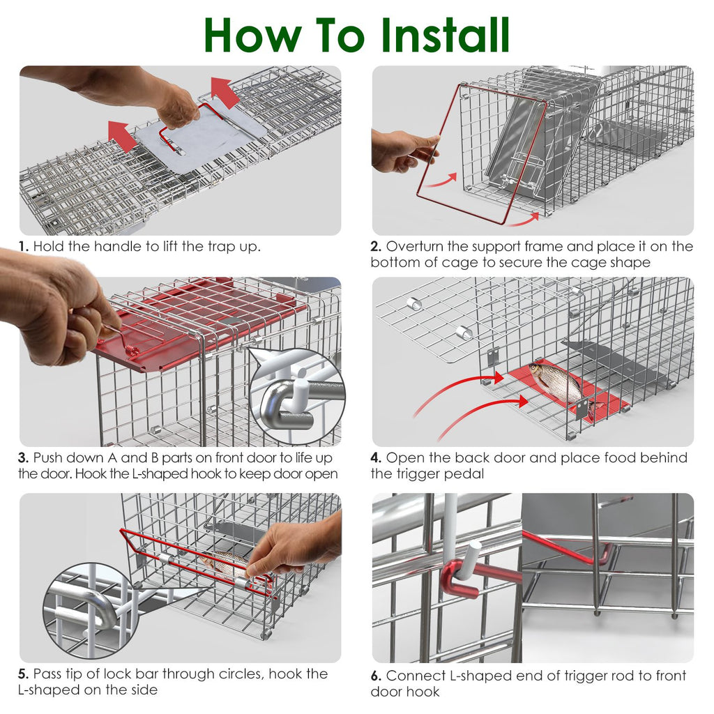 Folding Humane Live Animal Trap Cages for Small Animals – view 11