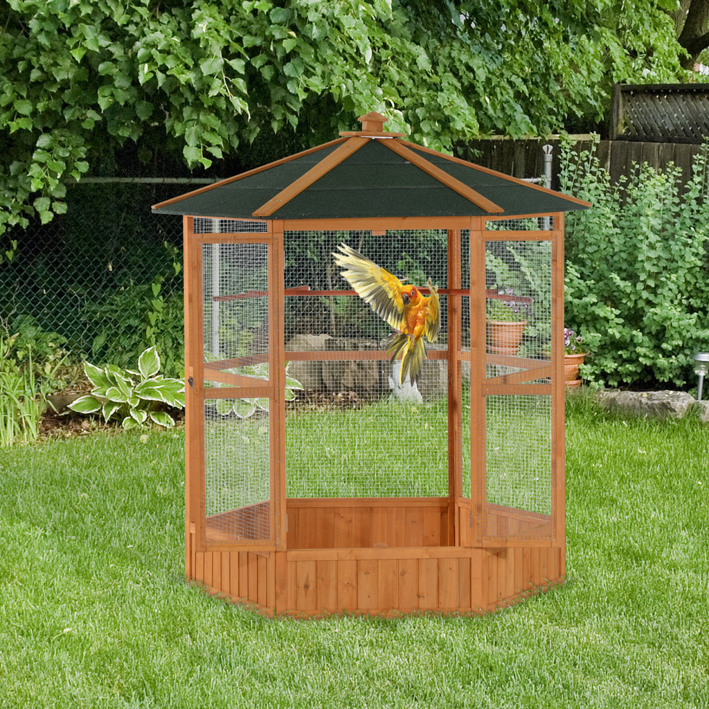 Wooden Hexagonal Outdoor Aviary Bird Cage for Birds – view 9