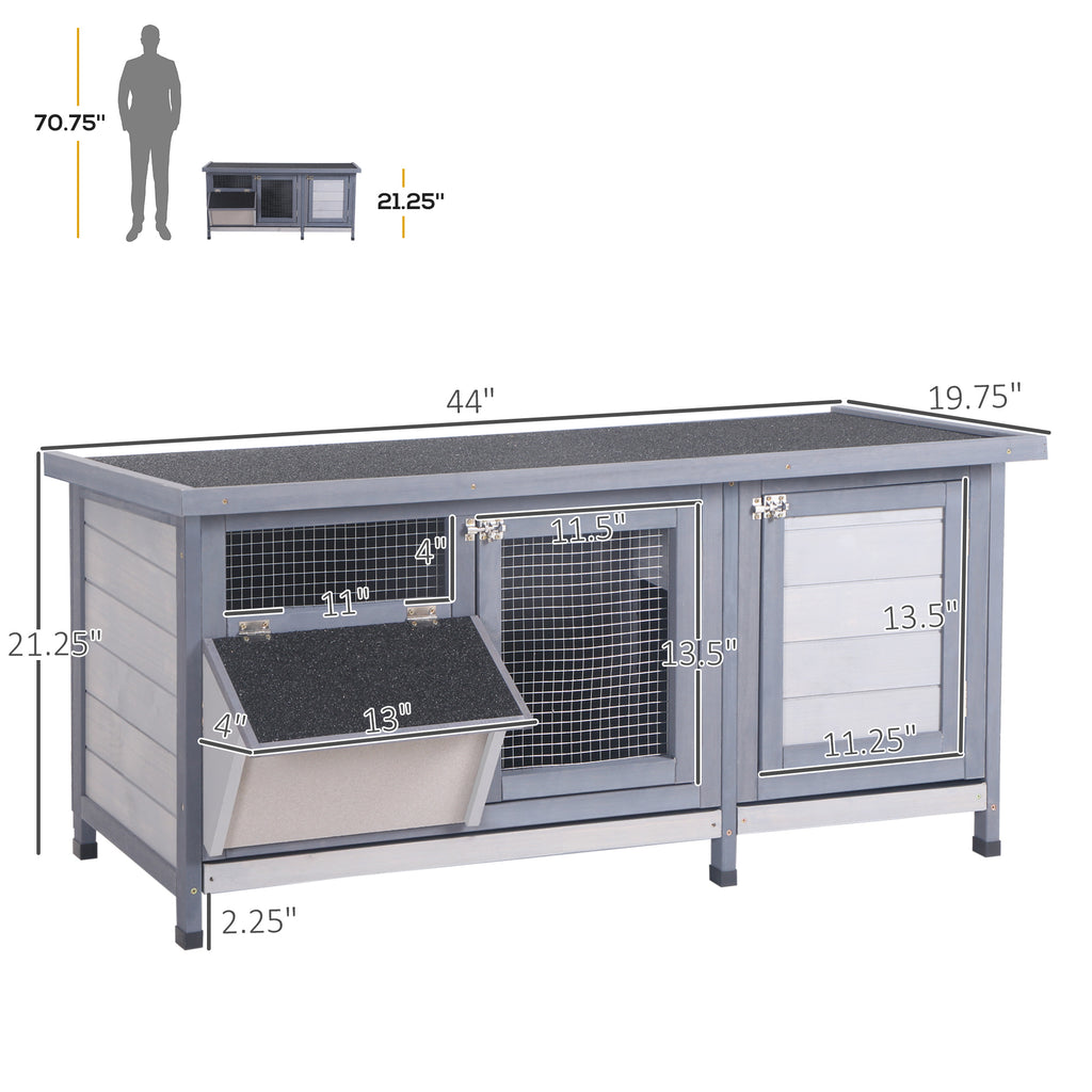 Wooden Rabbit Hutch with Waterproof Roof and Feeding Trough – view 7