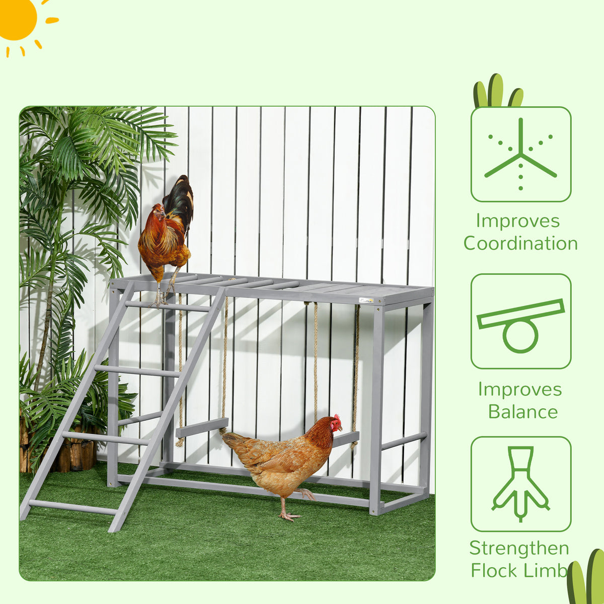 Chicken Activity Play Set with Swings and Ladder for 3–4 Birds – view 7