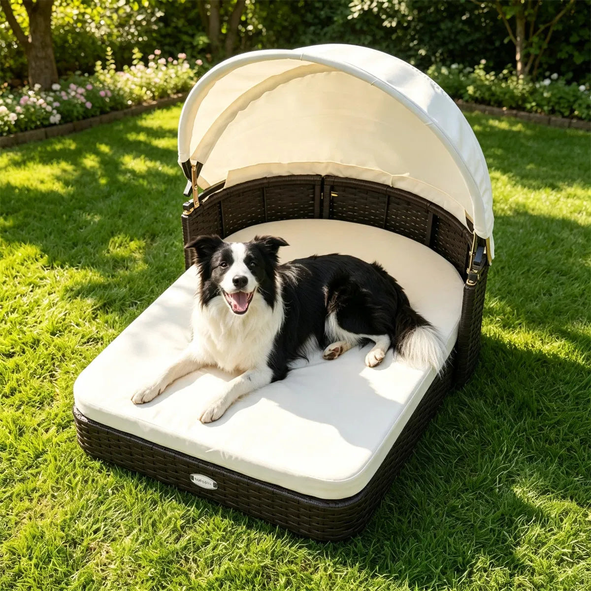 Hand-Woven PE Rattan Dog Bed with Canopy – view 11