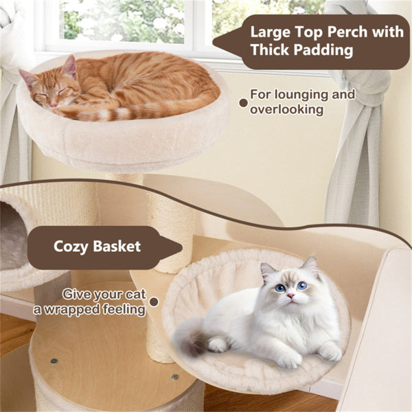 Wooden Cat Tree With Scratching Posts and Condos – view 8
