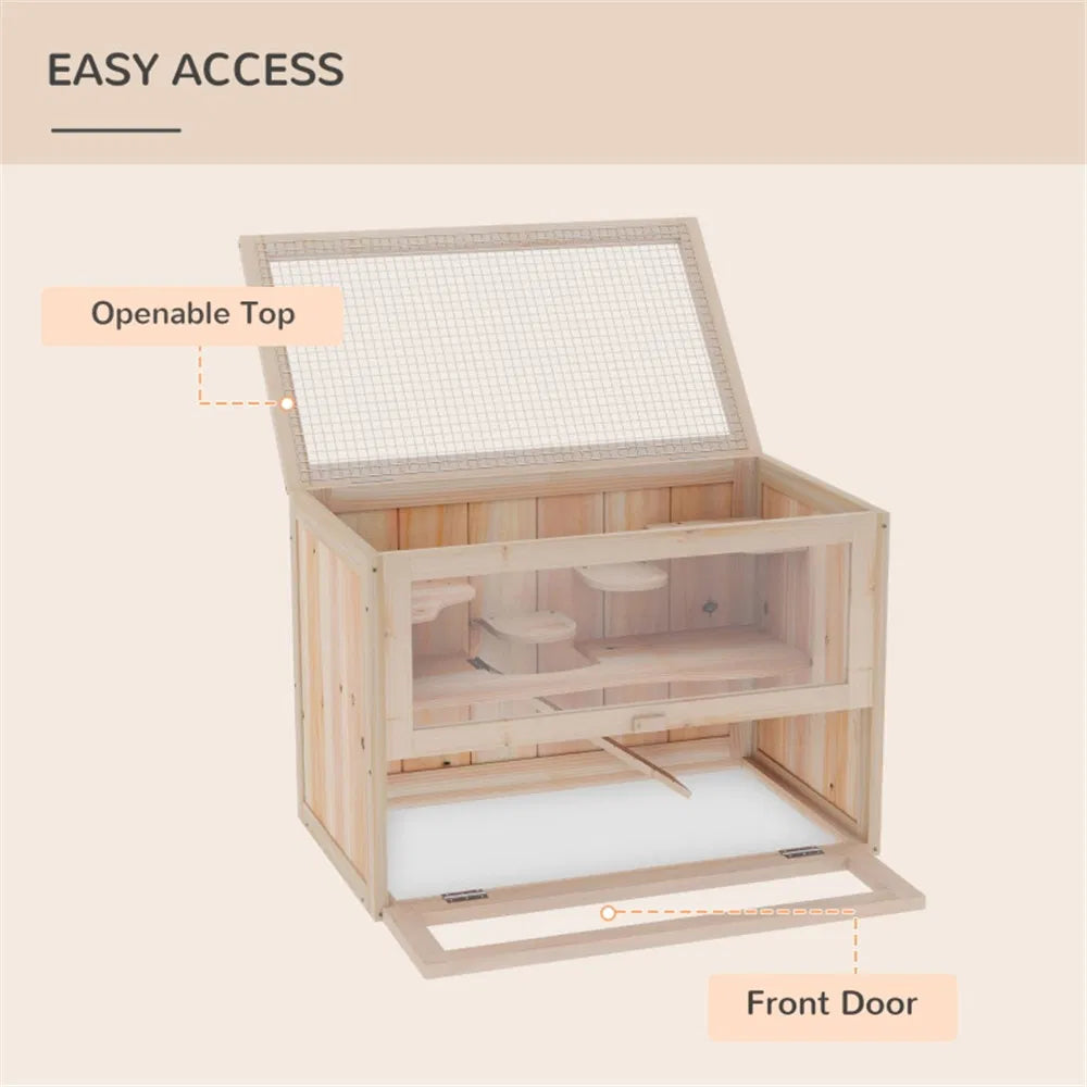 Wooden Hamster Cage with Multi-Level Platforms – view 7