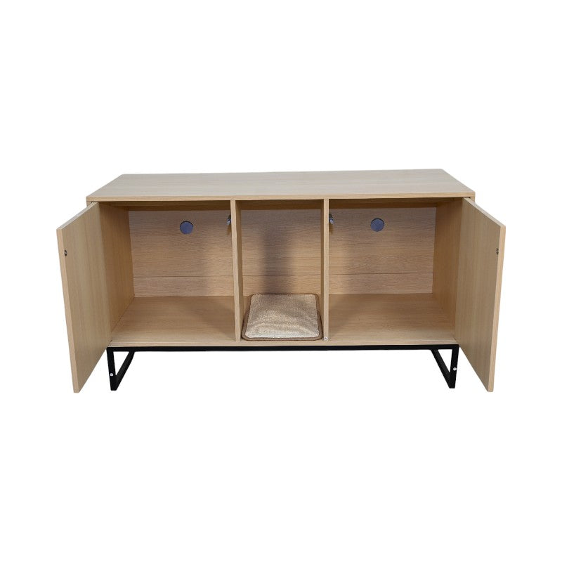 Modern Wooden Cat House with Scratching Mat – view 11