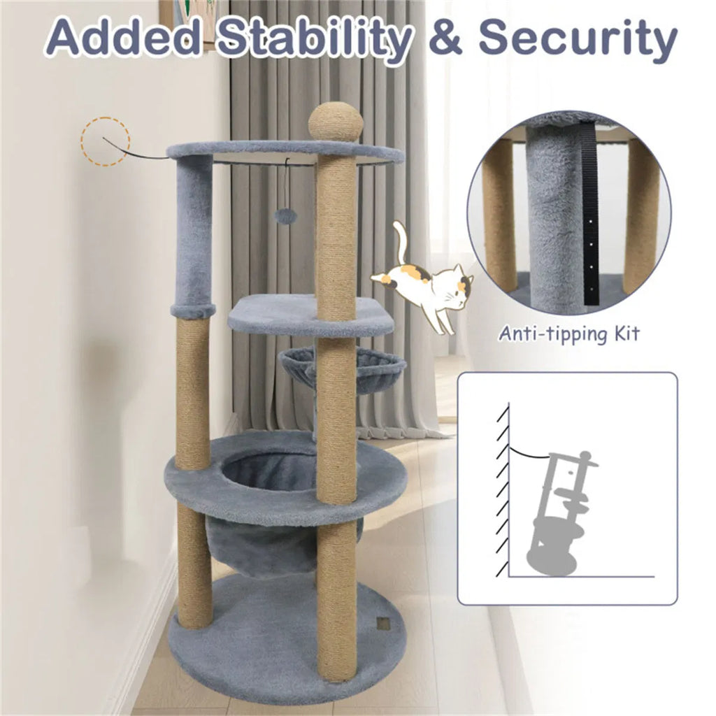 47" Cat Tower for Relaxation and Play in Light Grey – view 8