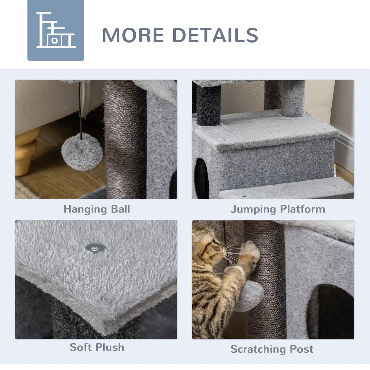Cat Stairs Pet Steps with Scratching Posts and Condo – view 7