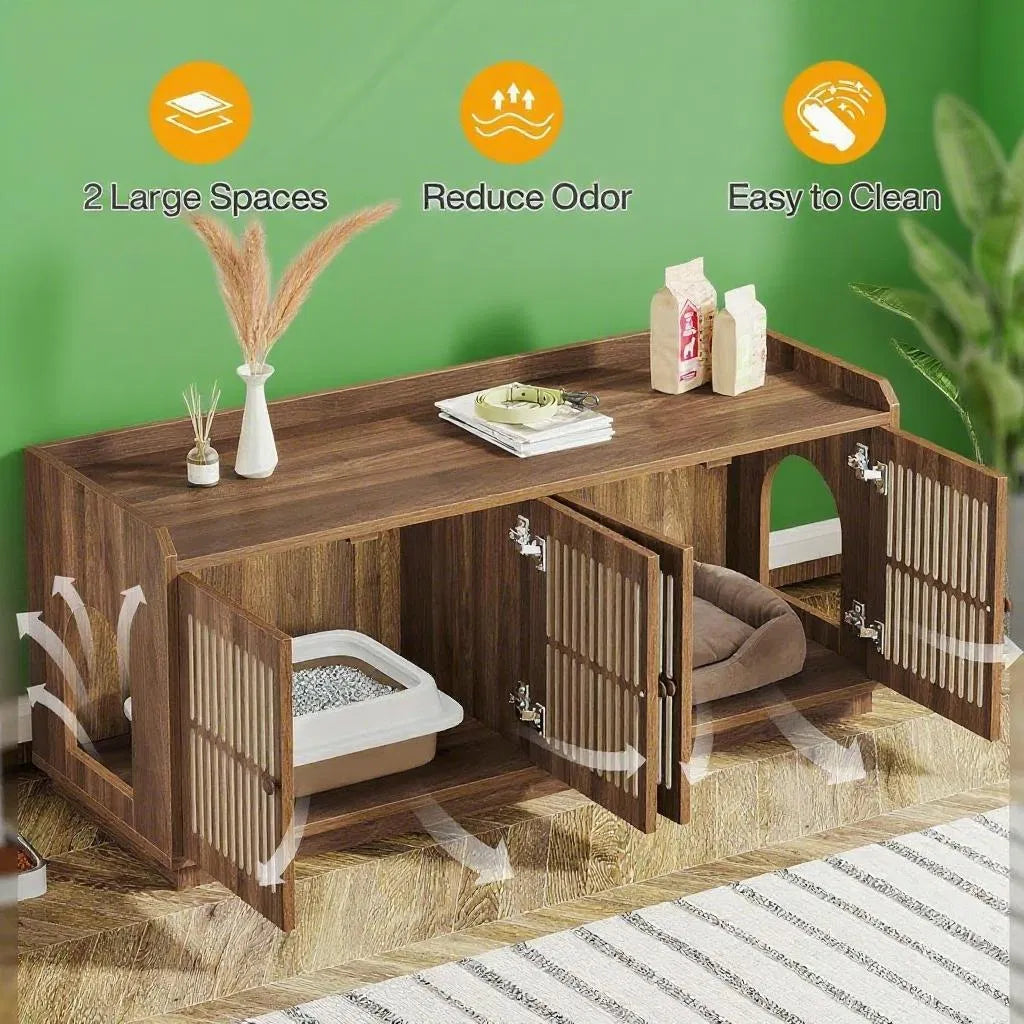 Extra Large Cat Litter Box Enclosure with Storage – view 7