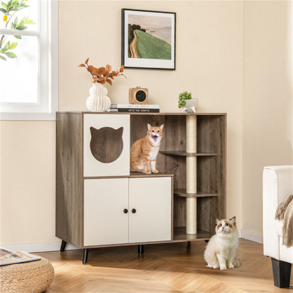 Cat Litter Box with Scratching Post and Play Area – view 7