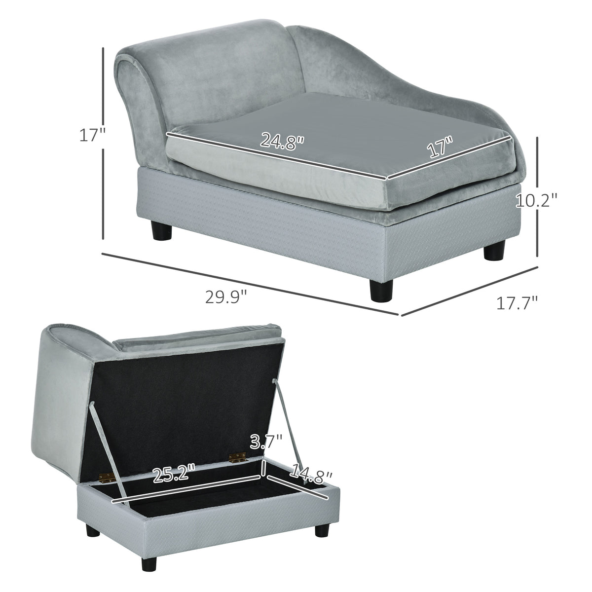 Luxury Fancy Dog Couch with Hidden Storage – view 8