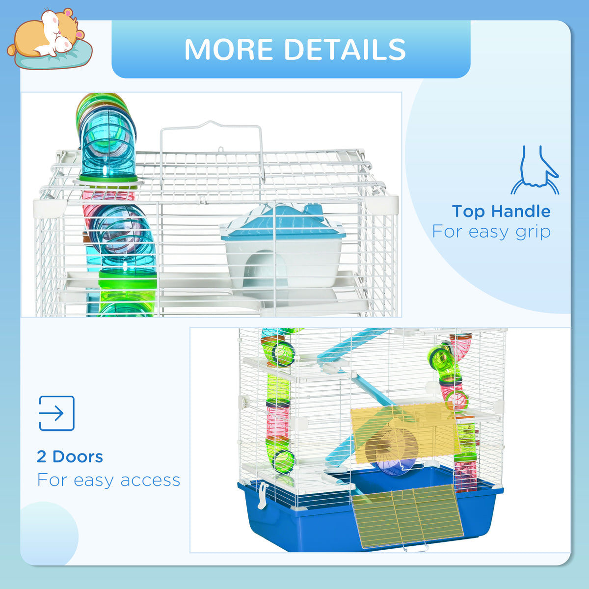 5-Tier Hamster Cage with Wheel and Water Bottle – view 9
