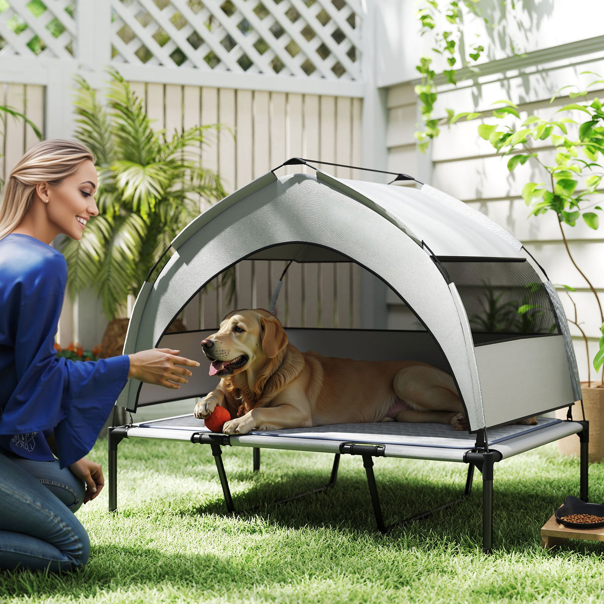 Elevated Dog Bed with Canopy for Outdoor Comfort – view 7