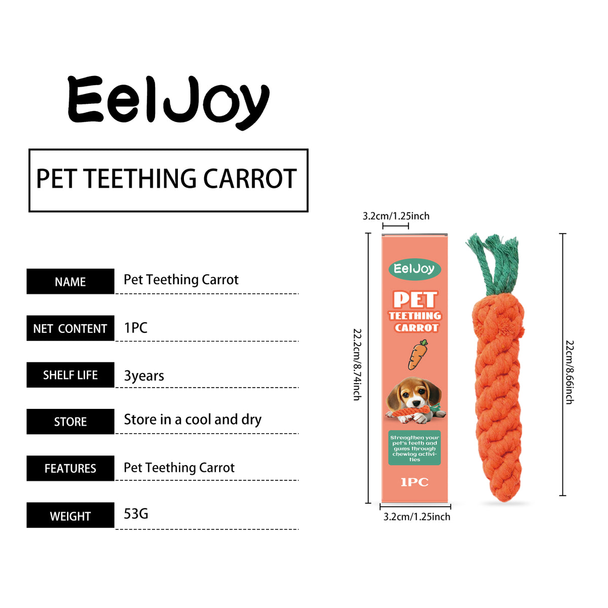 Cotton Rope Carrot Chew Toy for Dogs – view 7