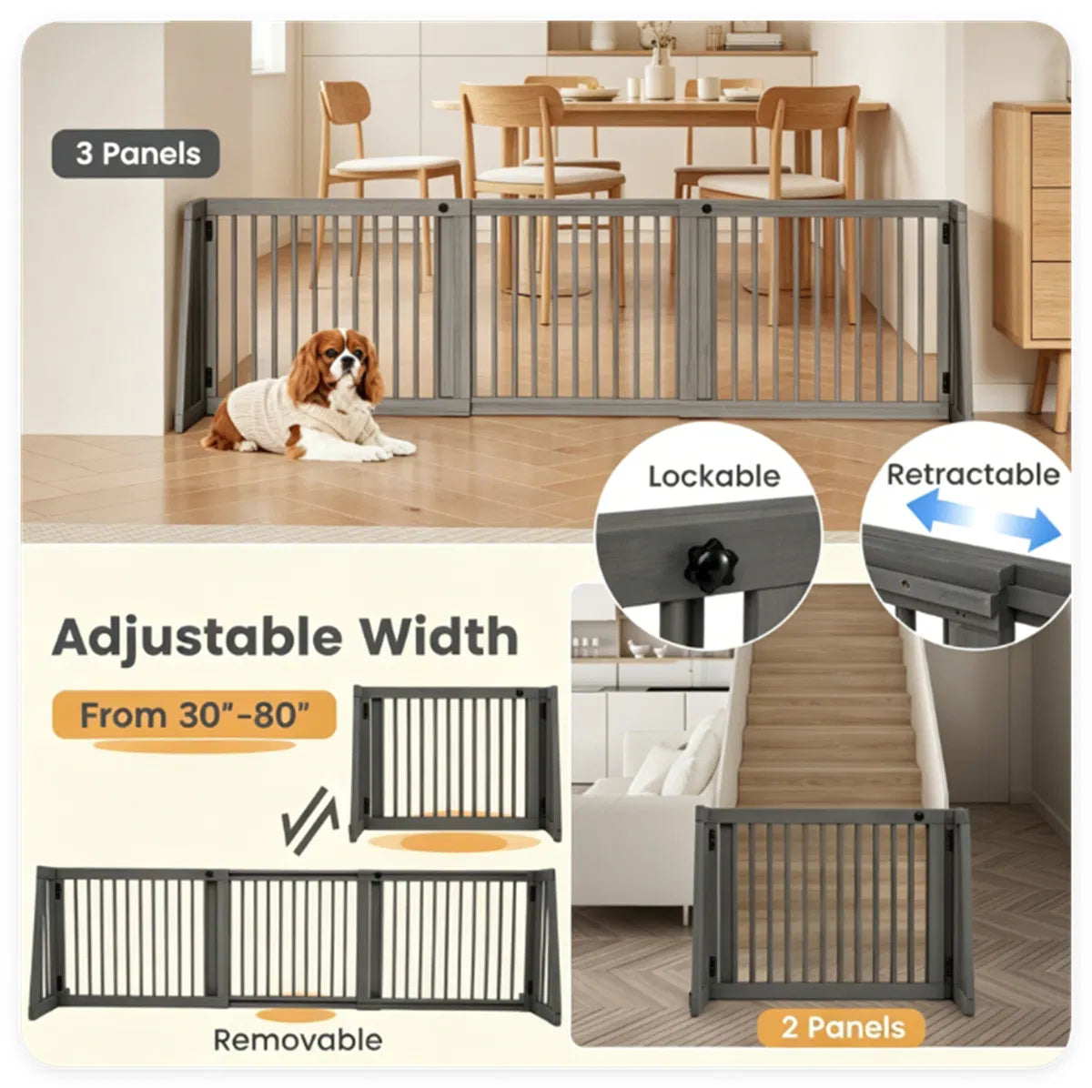 Adjustable Expandable Wooden Pet Gate for Dogs – view 8