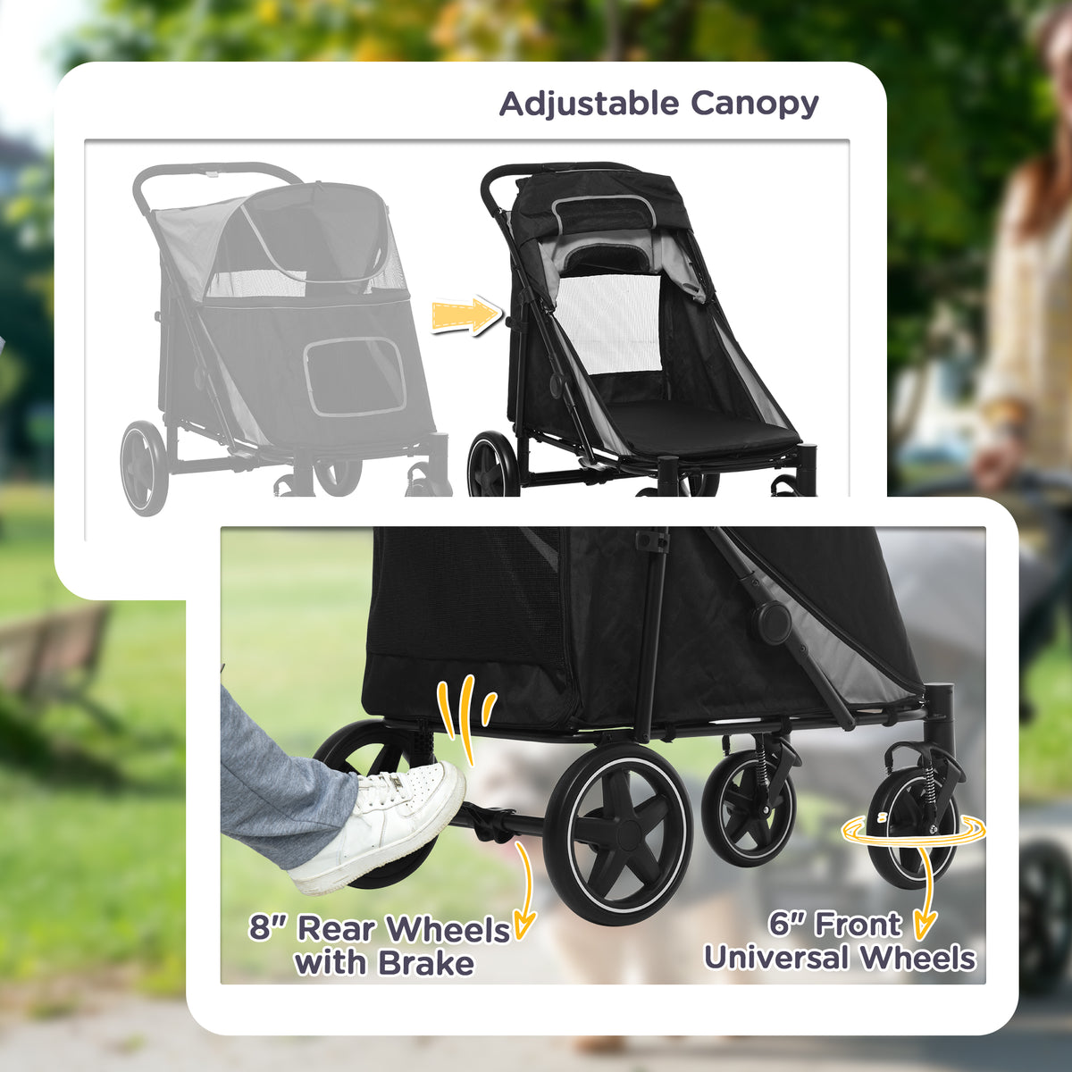 Dog Stroller for Pets Up to 66 lbs with One-Click Fold – view 7