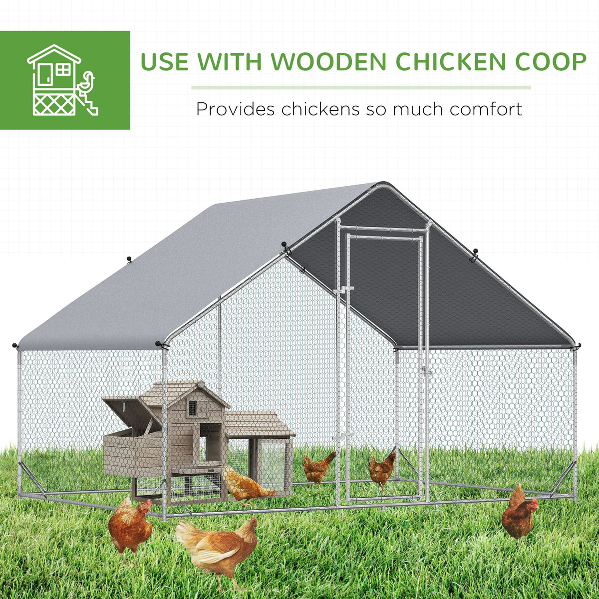 Large Chicken Coop with Waterproof Cover for Poultry – view 7