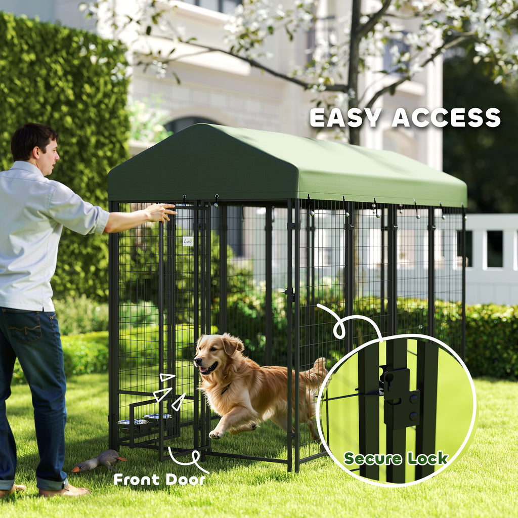 Outdoor Dog Kennel with Rotating Bowl Holders – view 8