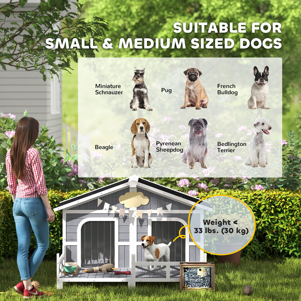 Wooden Dog House with Porch for Small to Medium Dogs – view 7