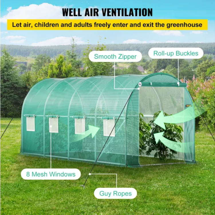 Walk-In Tunnel Greenhouse for Plants with Galvanized Frame – view 7
