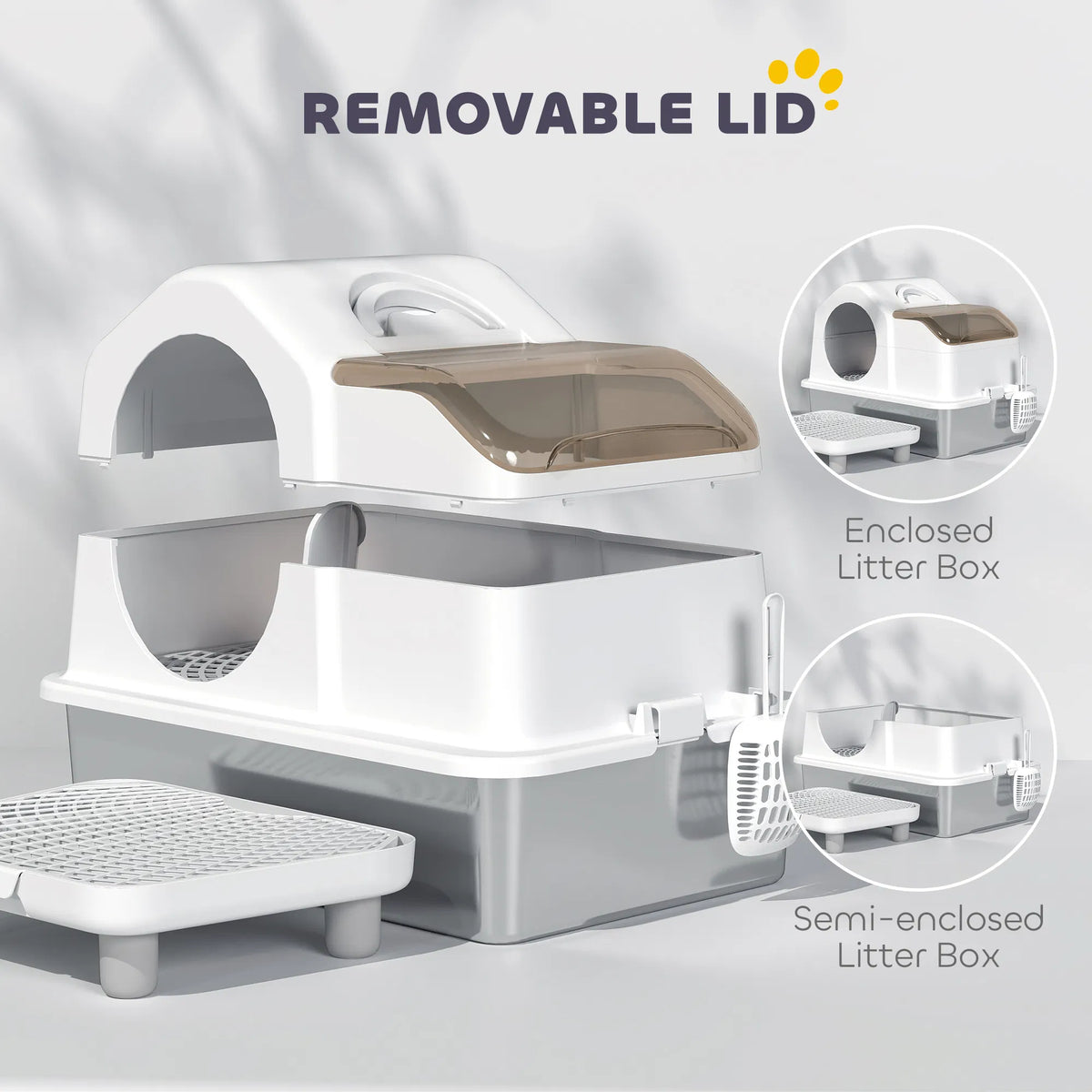 Stainless Steel Cat Litter Box with High Sides and Scoop – view 7