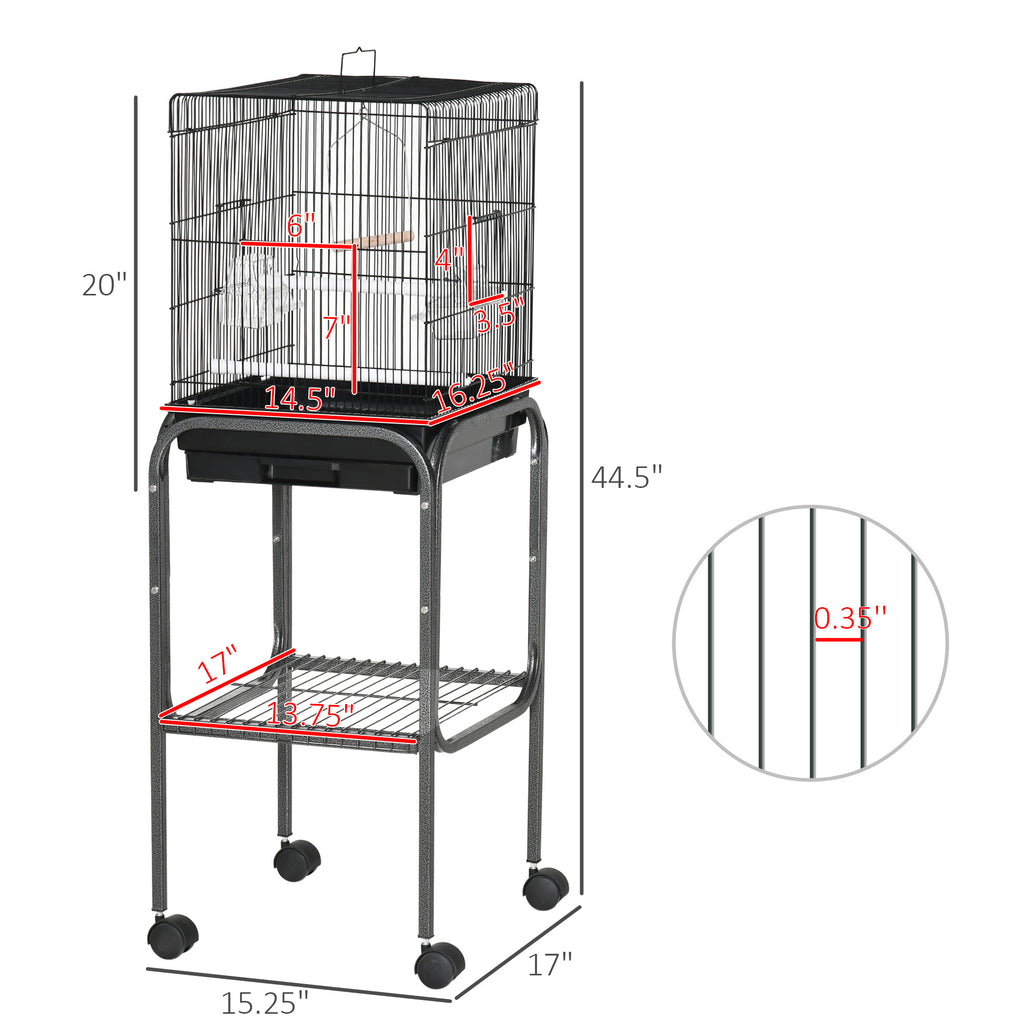 Metal Indoor Bird Cage with Rolling Stand and Accessories – view 9