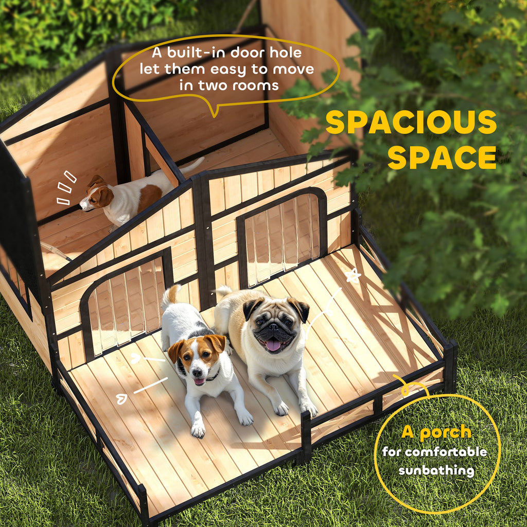 Wooden Dog House with Porch and Openable Roof – view 8