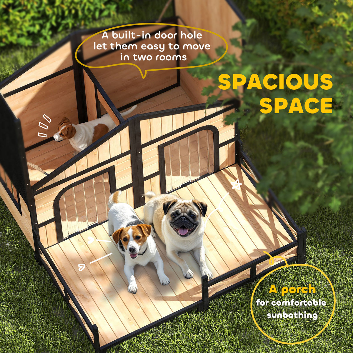 Wooden Dog House with Porch and Openable Roof – view 8