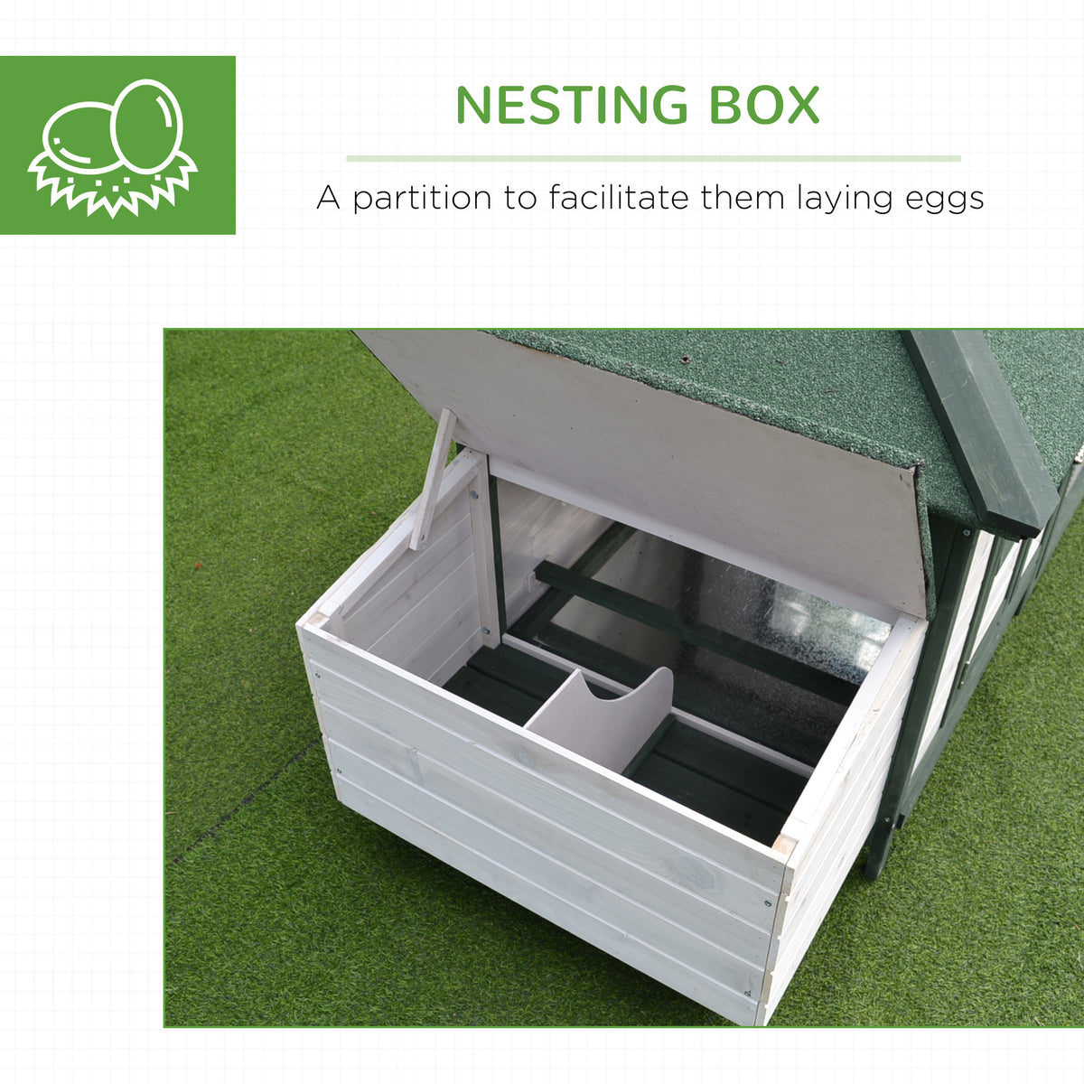 Wooden Chicken Coop with Weatherproof Roof and Nesting Box – view 9