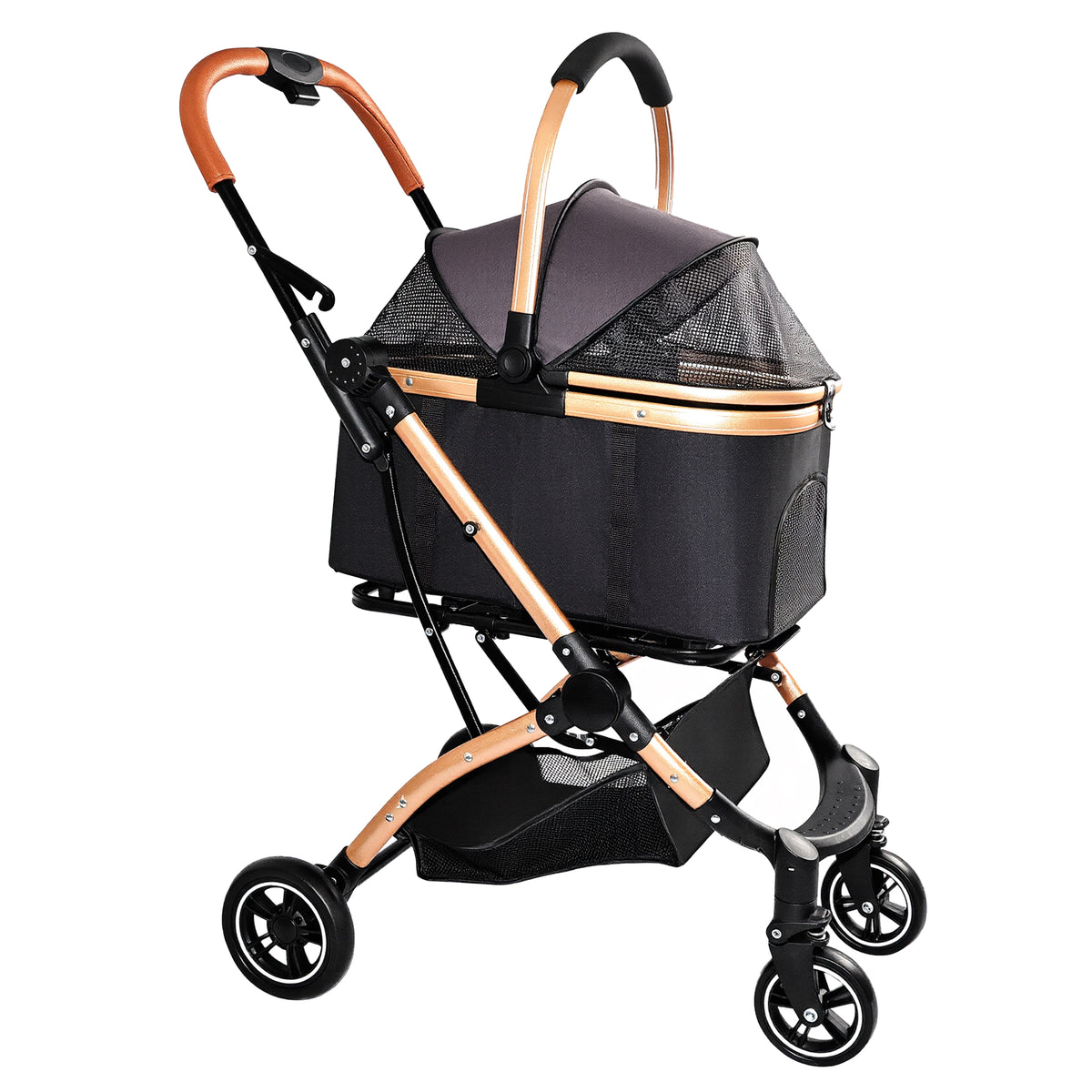 Pet Stroller for Dogs and Cats with Detachable Basket – view 13