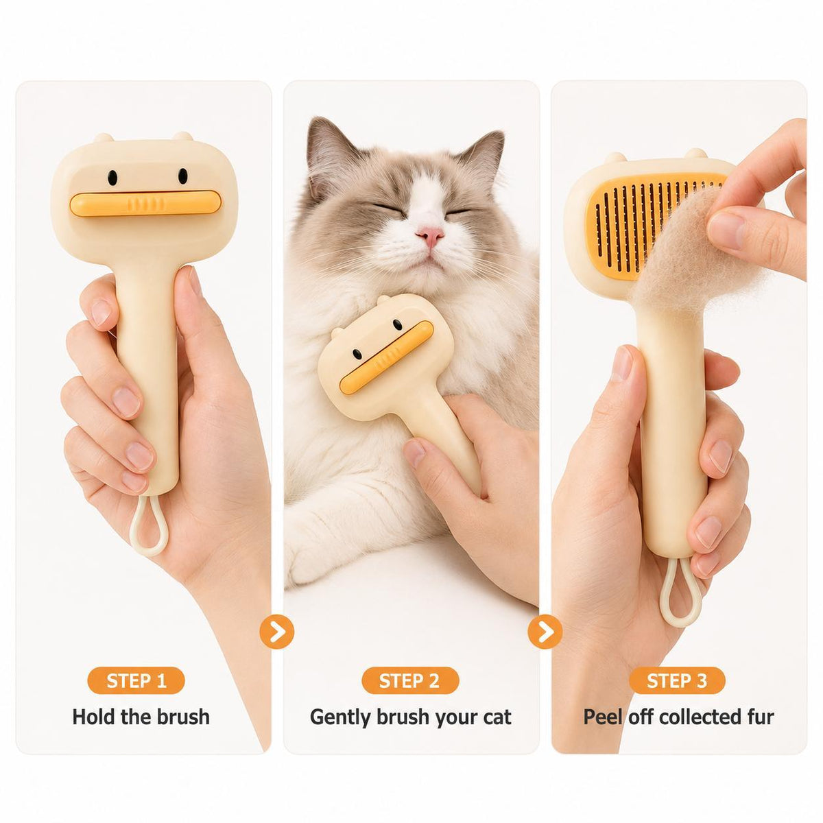 Self-Cleaning Cartoon Bear Pet Brush for Cats and Dogs – view 8