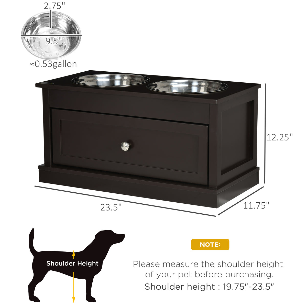 Large Elevated Dog Bowls with Storage Drawer for Easy Feeding – view 7