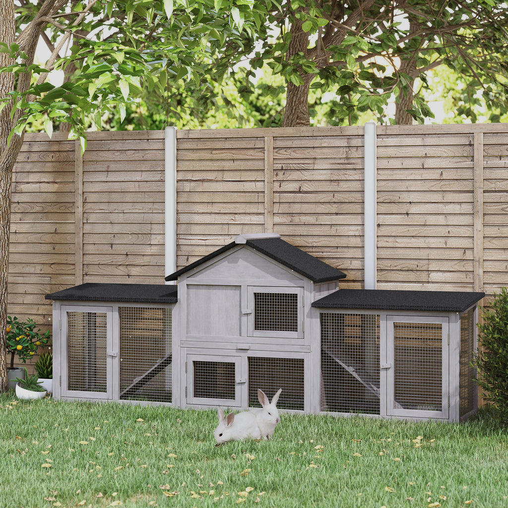 Deluxe XL Wooden Rabbit Hutch with Run and Ladder