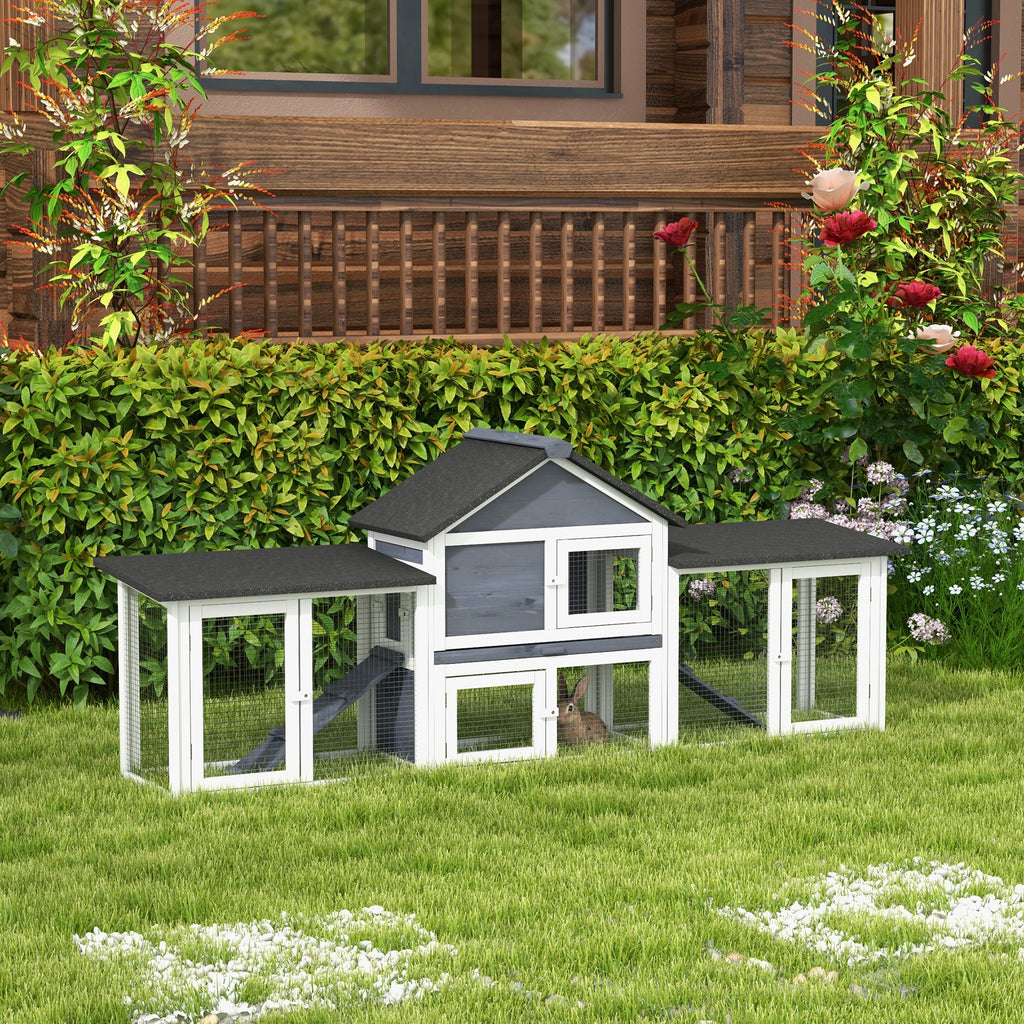 Deluxe XL Wooden Rabbit Hutch with Run and Ladder