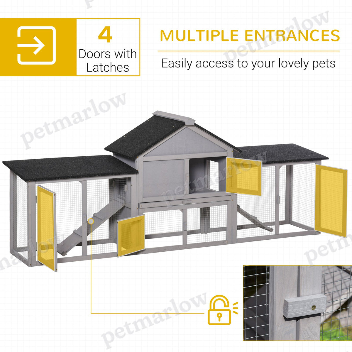 Deluxe XL Wooden Rabbit Hutch with Run and Ladder – view 4