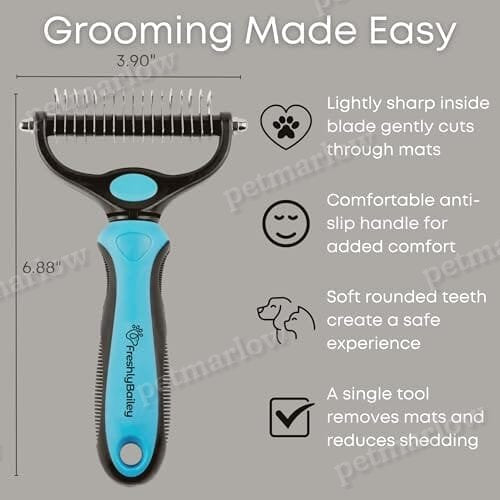 Dematting and Deshedding Comb for Dogs and Cats Grooming Tool – view 5