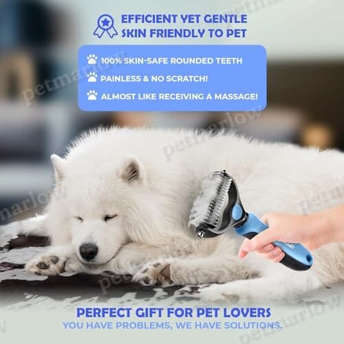 Dematting Comb with Extra Wide Double-Sided Stainless Steel Teeth for Detangling – view 3