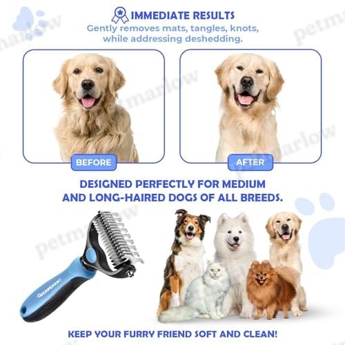 Dematting Comb with Extra Wide Double-Sided Stainless Steel Teeth for Detangling – view 5
