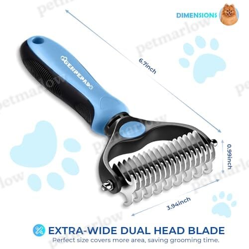 Dematting Comb with Extra Wide Double-Sided Stainless Steel Teeth for Detangling – view 6