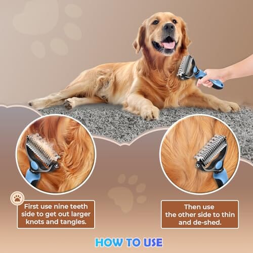 Dematting Comb with Extra Wide Double-Sided Stainless Steel Teeth for Detangling – view 7