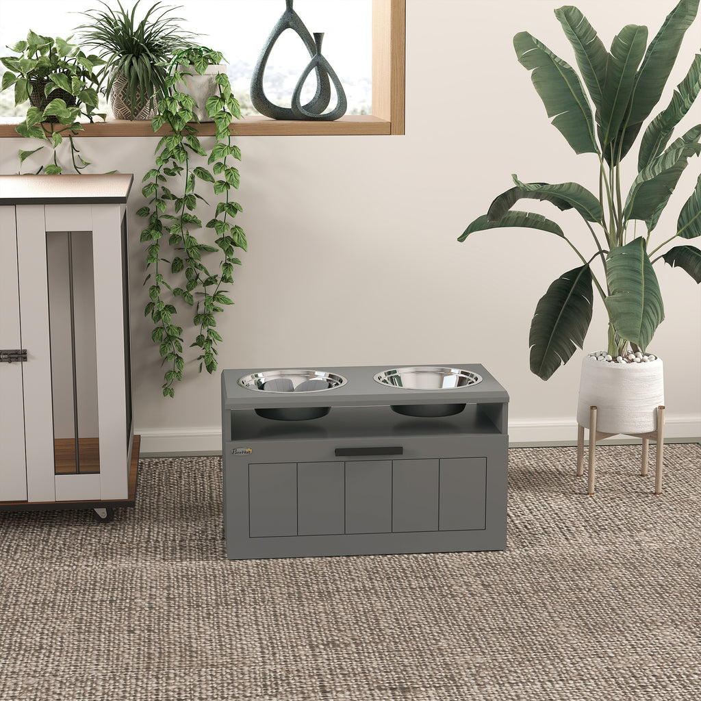 Elevated Dog Bowls with Storage and Slow Feeder Mat – view 7