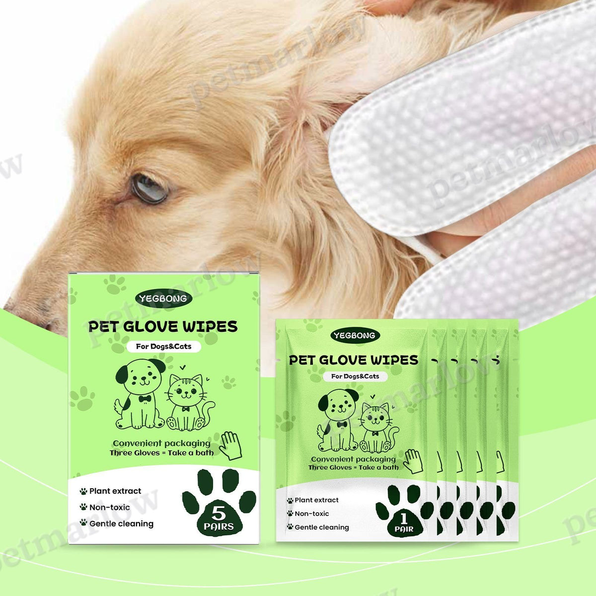 Disposable Pet Glove Wipes for Easy Coat Cleaning – view 3