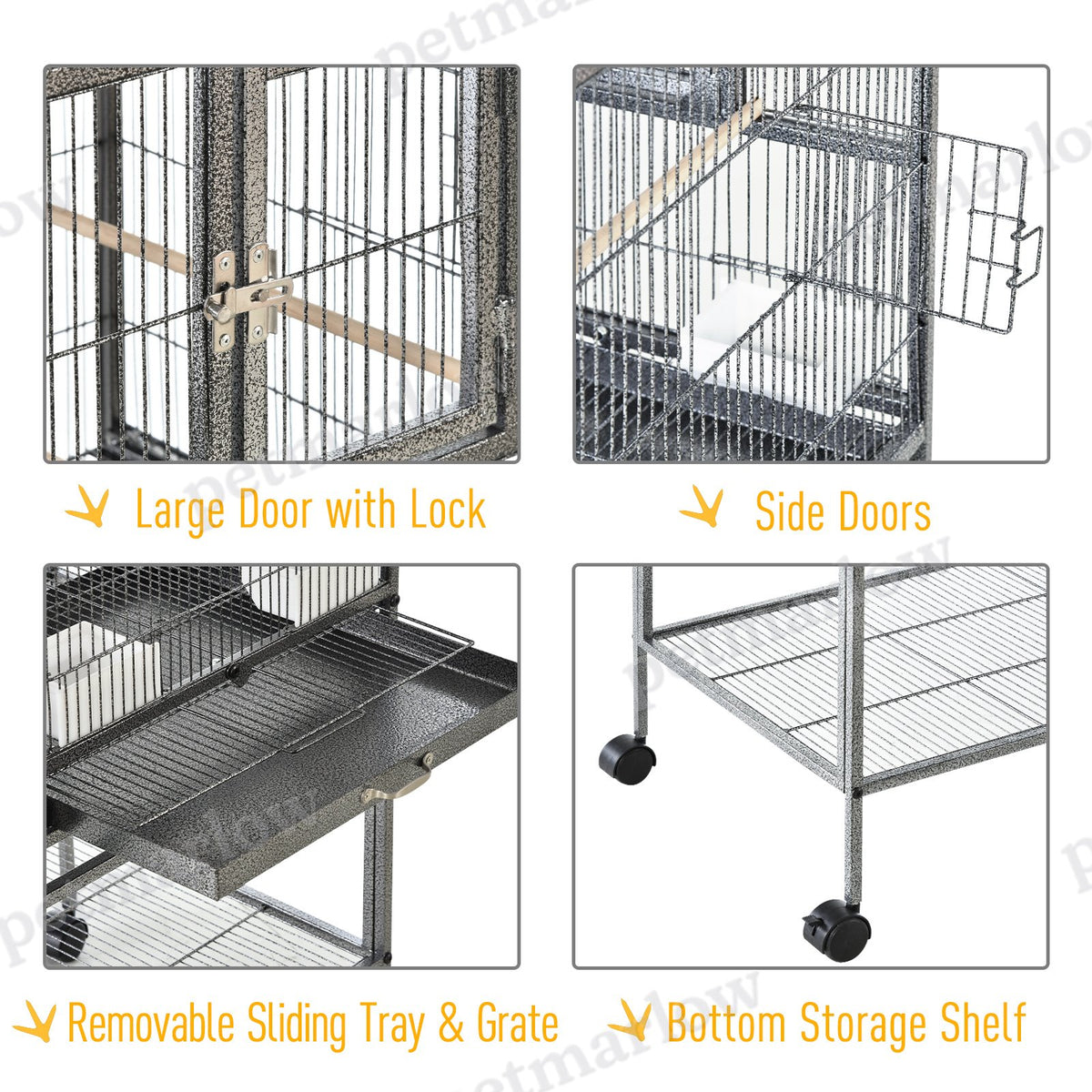 Divided Bird Cage with Rolling Stand and Removable Tray – view 3