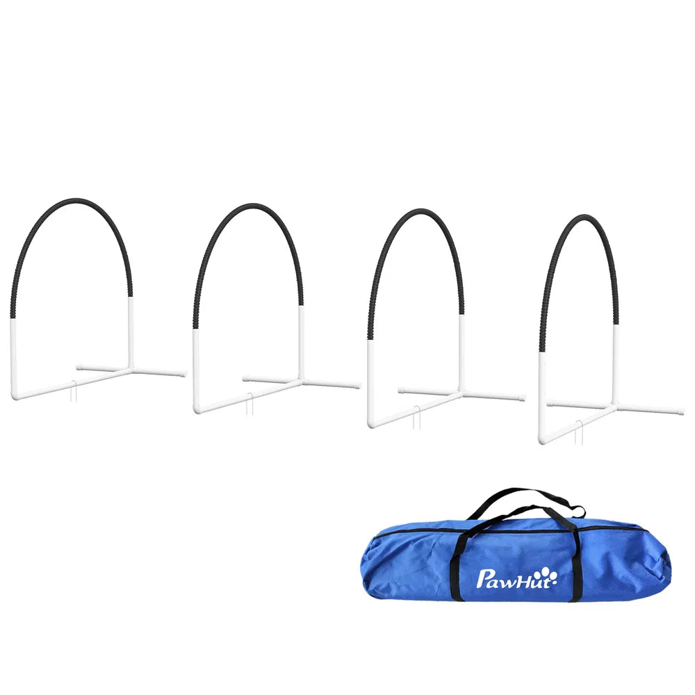 Dog Agility Kit with Weave Poles and Carry Bag – Black