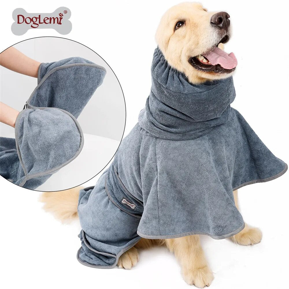 Dog Bathrobe Super Absorbent Pet Dog Cat Bath Towel Grooming Towel