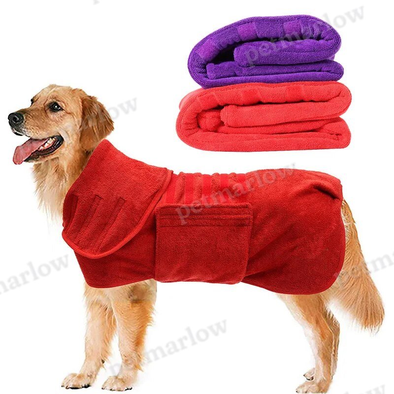 Dog Bathrobe Towel Absorption Quick-dry Adjustable Comfortable Super Absorbent Pet Bathrobe – view 4