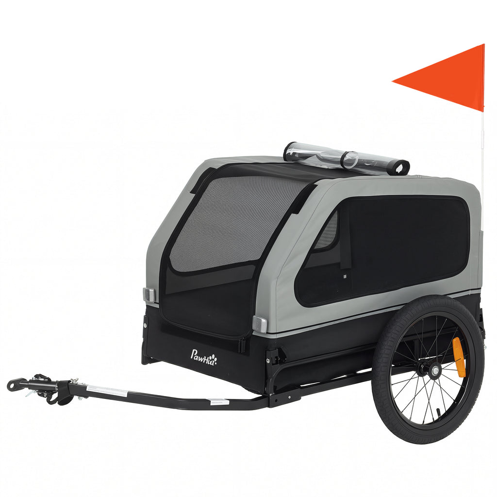 Dog Bike Trailer for Small & Medium Dogs with Easy Entry Ramp – Gray / 810x210x610 mm