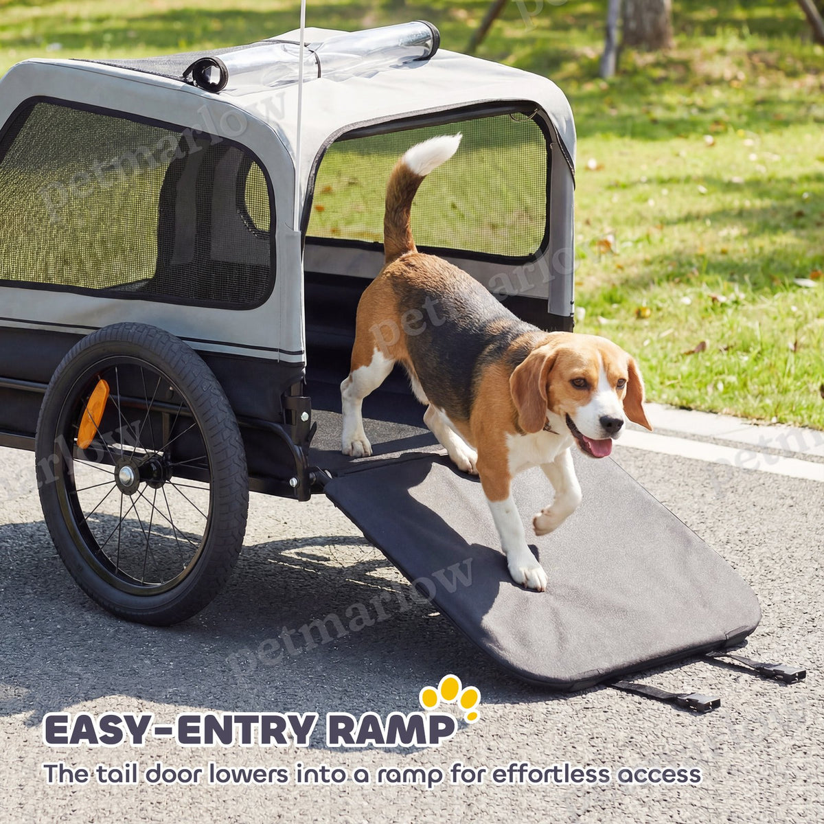 Dog Bike Trailer for Small & Medium Dogs with Easy Entry Ramp