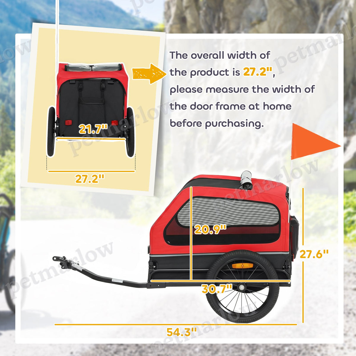 Dog Bike Trailer for Small & Medium Dogs with Ramp