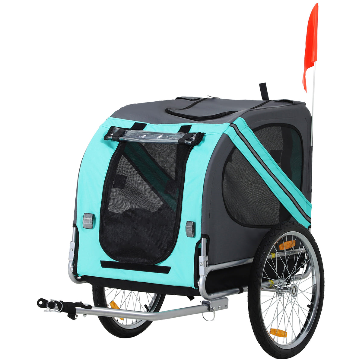 Dog Bike Trailer with 3 Entrances Large Wheels, Green – Green / 850x210x620 mm