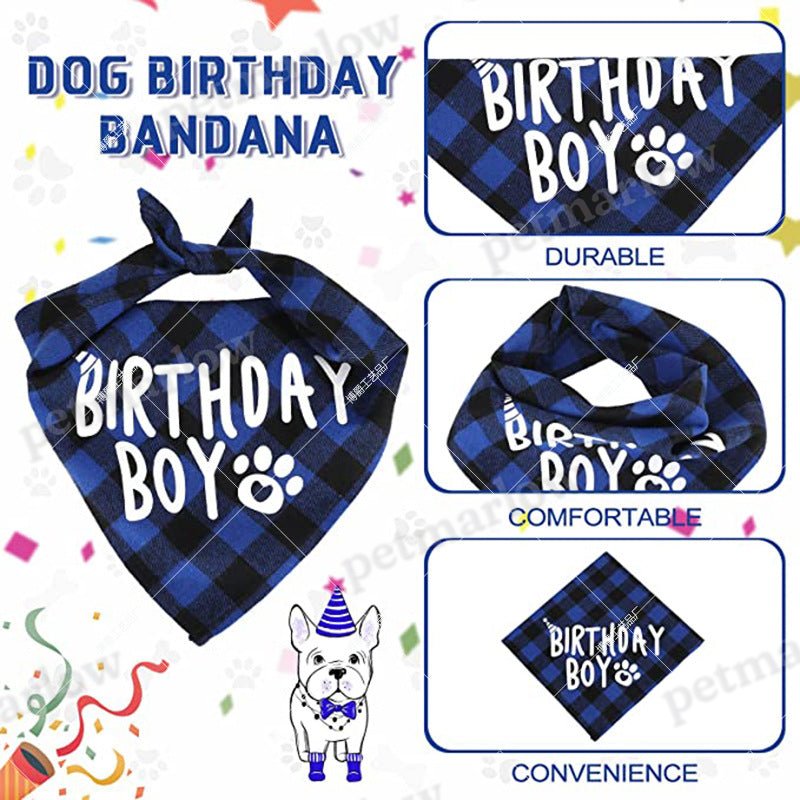 Dog Birthday Party Supplies Scarf Bow Tie Crown Hat With 0-9 Figures – view 4